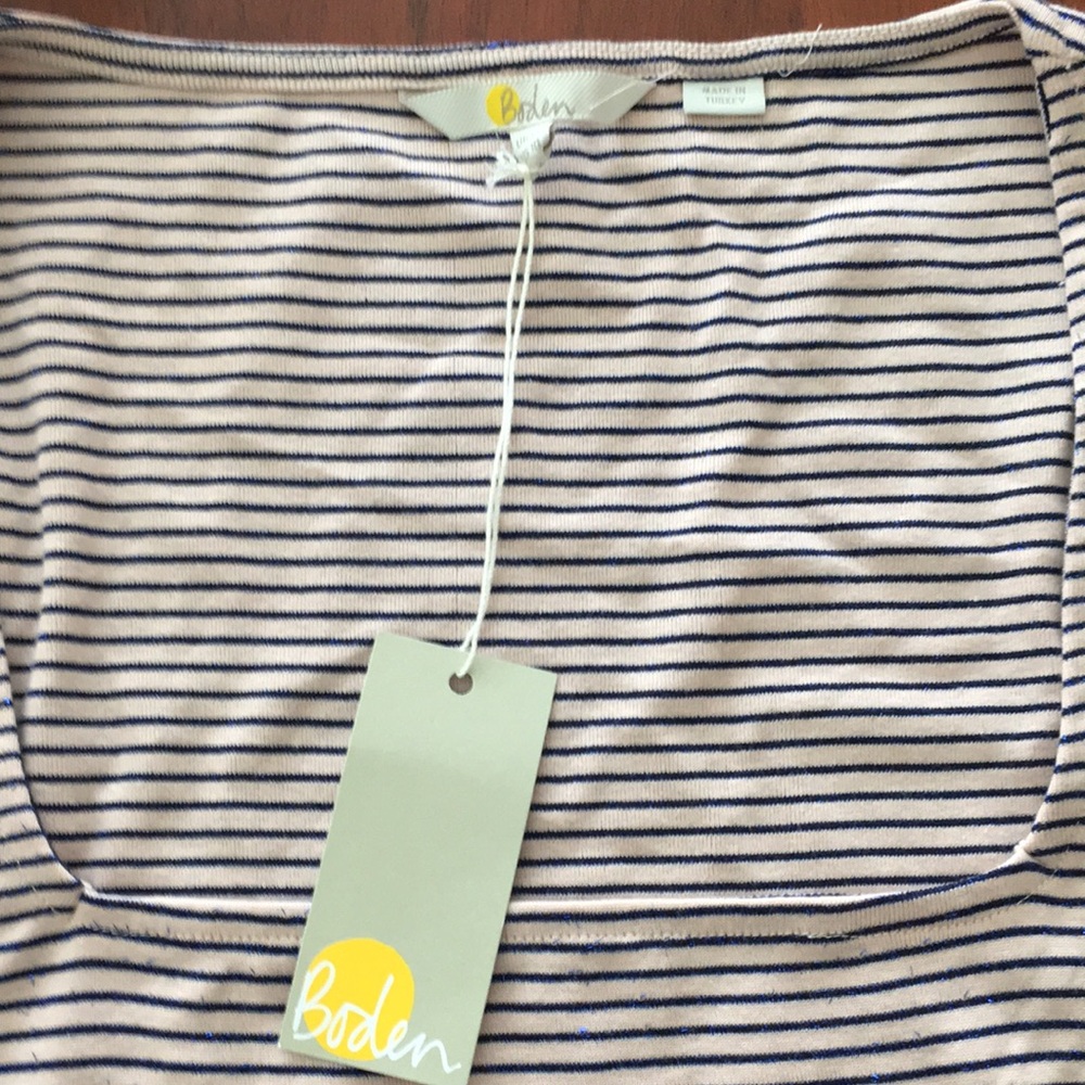 NWT Boden sparkle stripe square neck cotton stretch top M 8-10 - Picture 2 of 8